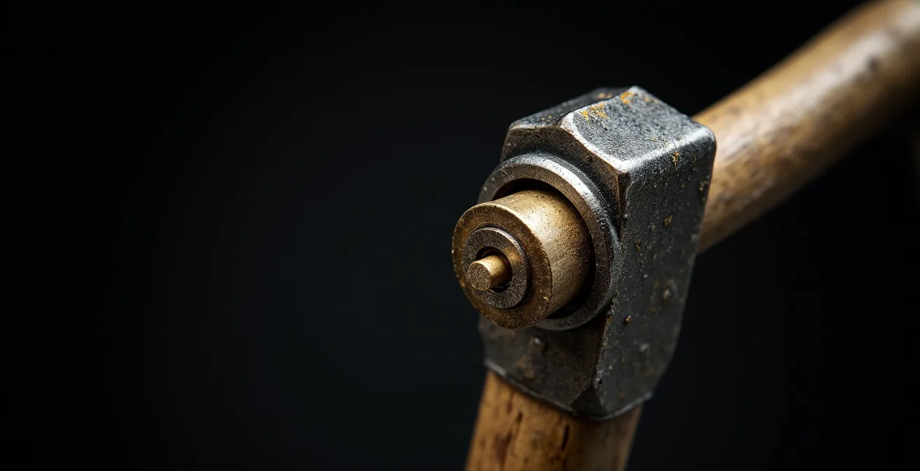 Vue macro détaillée des goupilles et ressorts d'une serrure haute sécurité